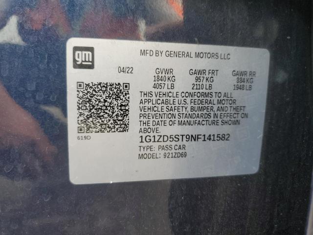 1G1ZD5ST9NF141582 - 2022 CHEVROLET MALIBU LT BLUE photo 12