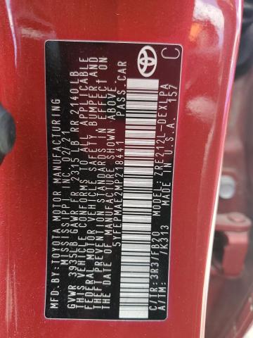 5YFEPMAE2MP218441 - 2021 TOYOTA COROLLA LE Czerwony zdjęcie 12