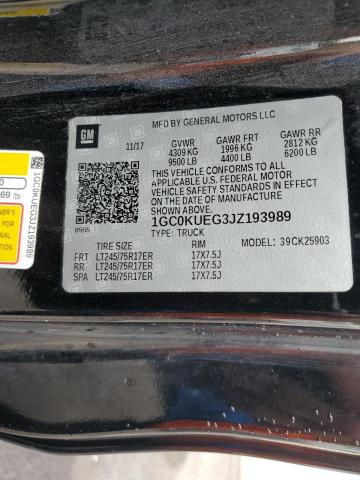 1GC0KUEG3JZ193989 - 2018 CHEVROLET SILVERADO K2500 HEAVY DUTY BLACK photo 12