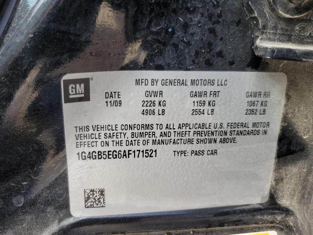 1G4GB5EG6AF171521 - 2010 BUICK LACROSSE CX CHARCOAL photo 12