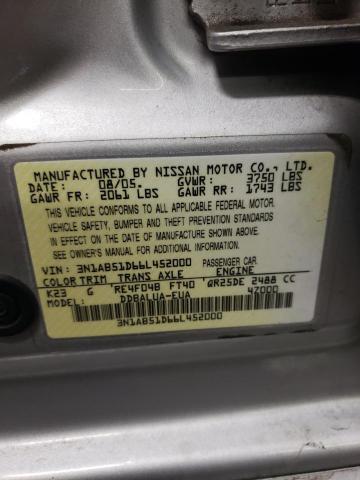 3N1AB51D66L452000 - 2006 NISSAN SENTRA SE-R SPEC V SILVER photo 12