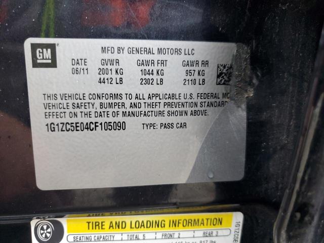 1G1ZC5E04CF105090 - 2012 CHEVROLET MALIBU 1LT BLACK photo 12