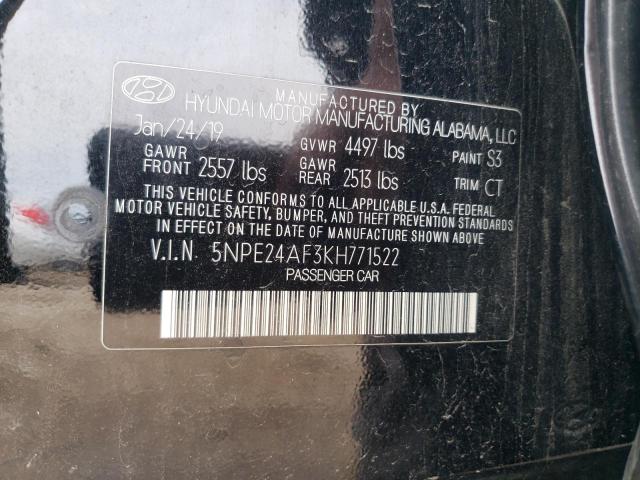 5NPE24AF3KH771522 - 2019 HYUNDAI SONATA SE Czarny zdjęcie 12