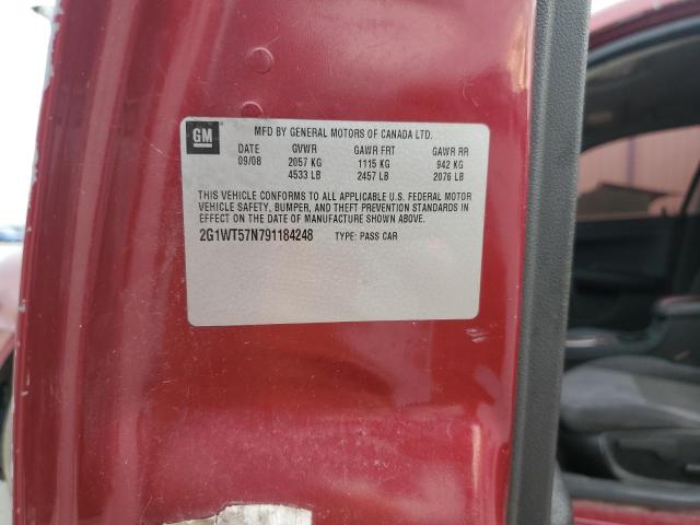 2G1WT57N791184248 - 2009 CHEVROLET IMPALA 1LT 栗色 照片 12