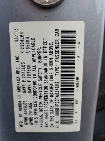 19UUB1F55FA024805 - 2015 ACURA TLX TECH GRAY photo 12