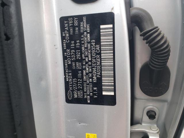 KMHGN4JE9FU093549 - 2015 HYUNDAI GENESIS 3.8L ვერცხლისფერი ფოტო 13