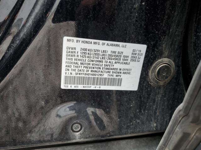 5FNYF8H01KB012957 - 2019 HONDA PASSPORT ELITE 黑色 照片 13