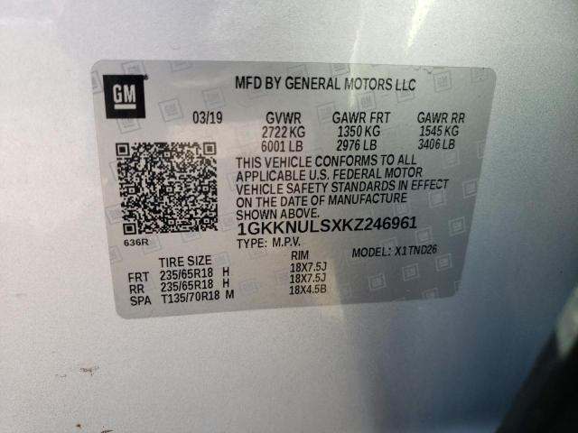 1GKKNULSXKZ246961 - 2019 GMC ACADIA SLT-1 银色 照片 13