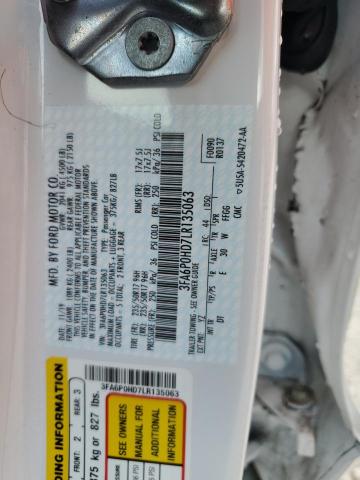 3FA6P0HD7LR135063 - 2020 FORD FUSION SE თეთრი ფოტო 12