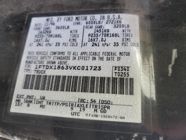 1FTDX1863VKC01723 - 1997 FORD F150 BLACK photo 12