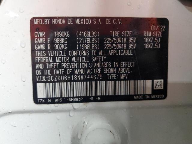 3CZRU6H18NM744679 - 2022 HONDA HR-V SPORT WHITE photo 13
