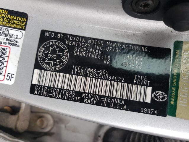 4T1BF32K95U084032 - 2005 TOYOTA CAMRY LE 银色 照片 12