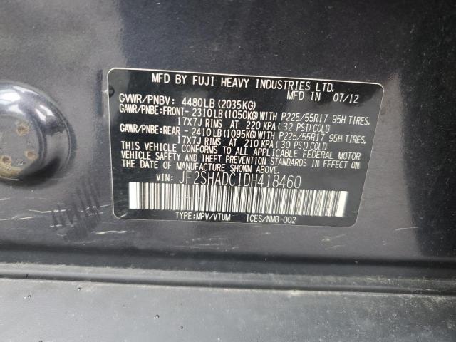 JF2SHADC1DH418460 - 2013 SUBARU FORESTER 2.5X PREMIUM GRAY photo 13