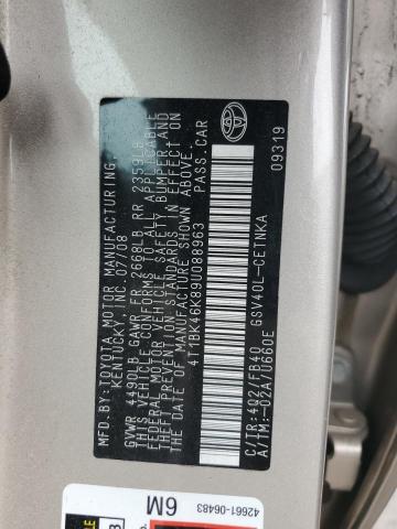 4T1BK46K89U088963 - 2009 TOYOTA CAMRY SE თაფლისფერი ფოტო 12