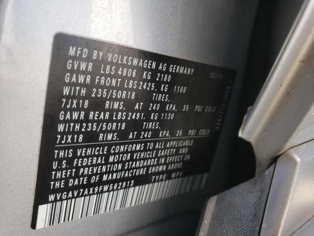 WVGAV7AX9FW562913 - 2015 VOLKSWAGEN TIGUAN S ვერცხლისფერი ფოტო 13