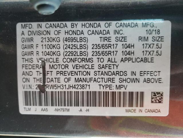 2HKRW5H31JH423871 - 2018 HONDA CR-V LX GRAY photo 12