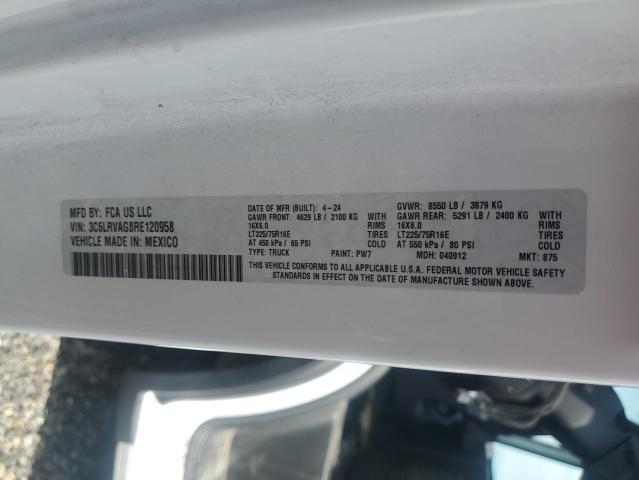 3C6LRVAG8RE120958 - 2024 RAM PROMASTER 1500 STANDARD Biały zdjęcie 13