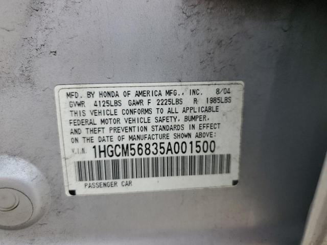 1HGCM56835A001500 - 2005 HONDA ACCORD EX GRAY photo 12