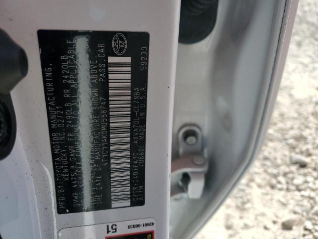 4T1C11AK0MU558747 - 2021 TOYOTA CAMRY LE WHITE photo 12