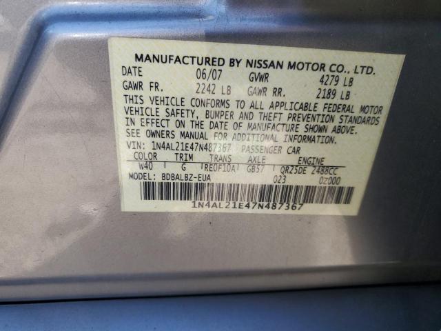 1N4AL21E47N487367 - 2007 NISSAN ALTIMA 2.5 GRAY photo 12