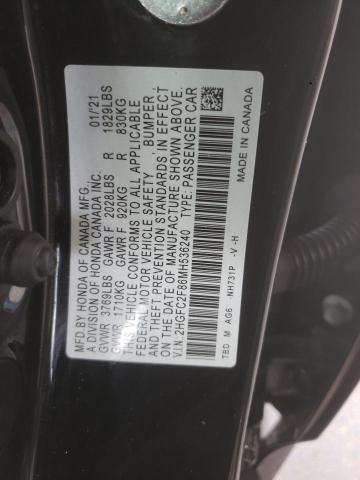 2HGFC2F86MH536240 - 2021 HONDA CIVIC SPORT 黑色 照片 12