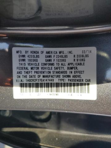 1HGCR2F37EA147449 - 2014 HONDA ACCORD LX GRAY photo 12