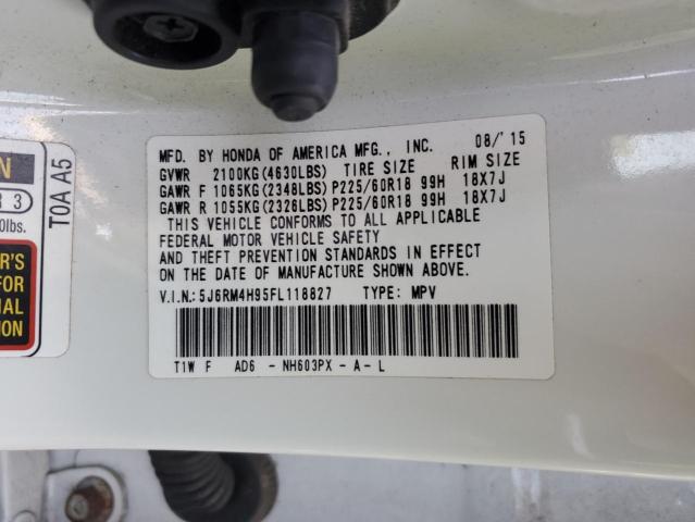 5J6RM4H95FL118827 - 2015 HONDA CR-V TOURING WHITE photo 13