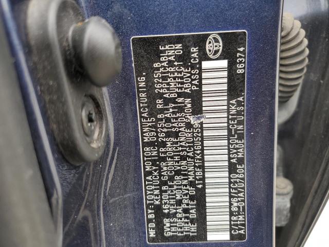 4T1BF1FK4GU525938 - 2016 TOYOTA CAMRY LE BLUE photo 12