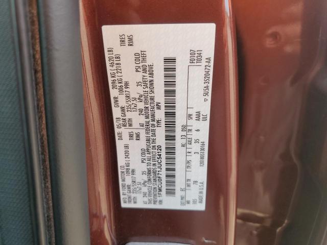 1FMCU0F71JUC54120 - 2018 FORD ESCAPE S Kasztanowy zdjęcie 13