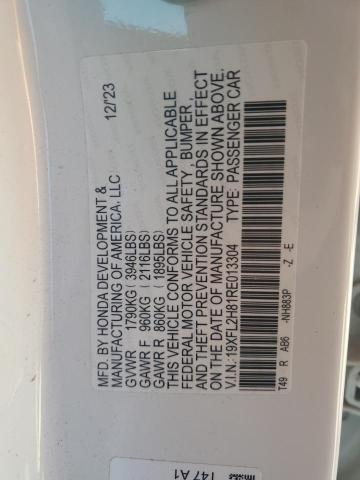 19XFL2H81RE013304 - 2024 HONDA CIVIC SPORT თეთრი ფოტო 13