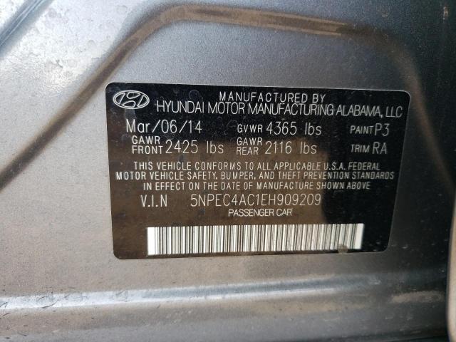 5NPEC4AC1EH909209 - 2014 HYUNDAI SONATA SE GRAY photo 12