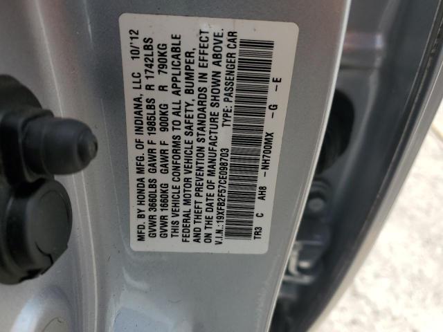 19XFB2F57CE098703 - 2012 HONDA CIVIC LX 银色 照片 12