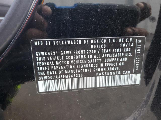 3VWD07AJ3FM245329 - 2015 VOLKSWAGEN JETTA SE BLACK photo 12