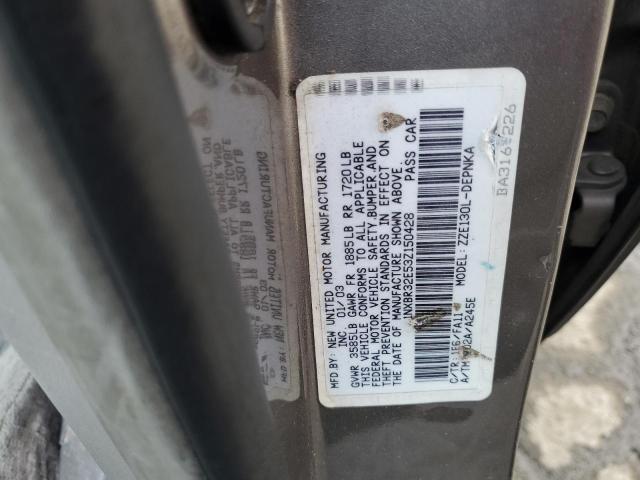 1NXBR32E53Z150428 - 2003 TOYOTA COROLLA CE GRAY photo 12