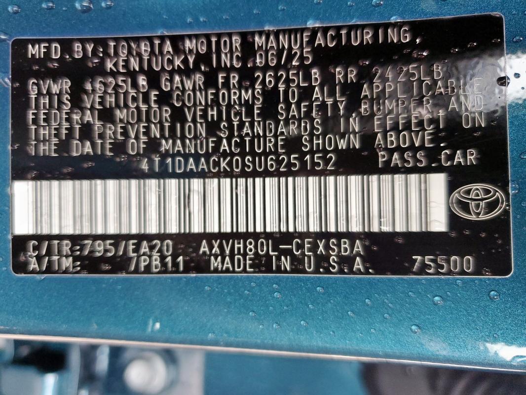 4T1DAACK0SU625152 - 2025 TOYOTA CAMRY XSE 蓝色 照片 13