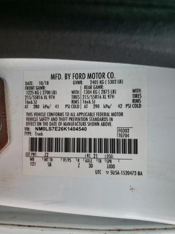 NM0LS7E26K1404540 - 2019 FORD TRANSIT CO XL WHITE photo 12