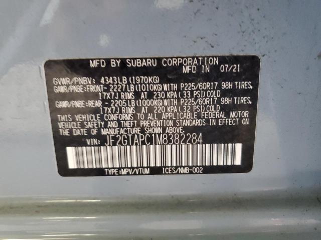 JF2GTAPC1M8382284 - 2021 SUBARU CROSSTREK PREMIUM BLUE photo 13