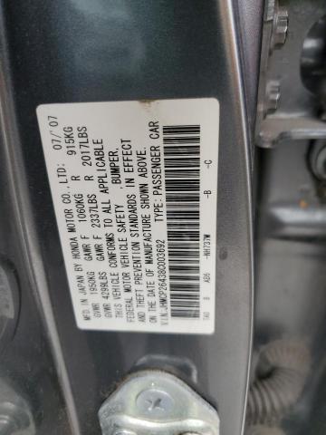 JHMCP26438C003692 - 2008 HONDA ACCORD LXP GRAY photo 12