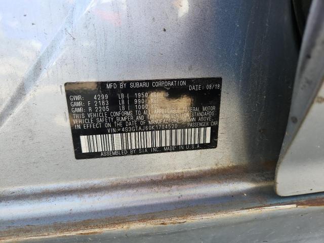 4S3GTAJ60K1704520 - 2019 SUBARU IMPREZA SPORT 银色 照片 12