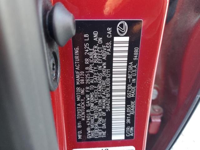 58ADZ1B13LU081211 - 2020 LEXUS ES 350 Kırmızı fotoğraf 12