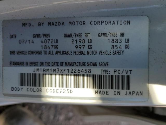 JM1BM1M3XF1226458 - 2015 MAZDA 3 GRAND TOURING WHITE photo 12