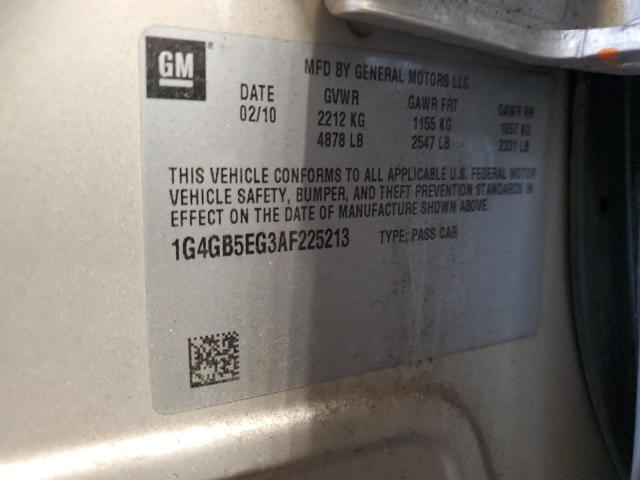 1G4GB5EG3AF225213 - 2010 BUICK LACROSSE CX Բեժ լուսանկար 12