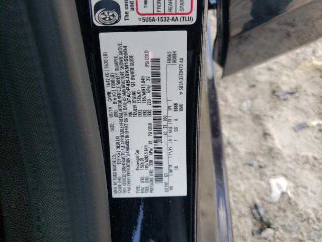 3FADP4BJ8KM160904 - 2019 FORD FIESTA SE შავი ფოტო 12