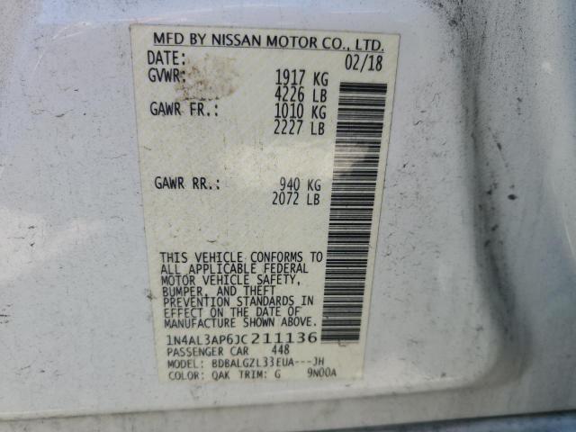 1N4AL3AP6JC211136 - 2018 NISSAN ALTIMA 2.5 Ağ foto 12