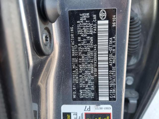 4T1BF1FK3DU662445 - 2013 TOYOTA CAMRY L GRAY photo 13