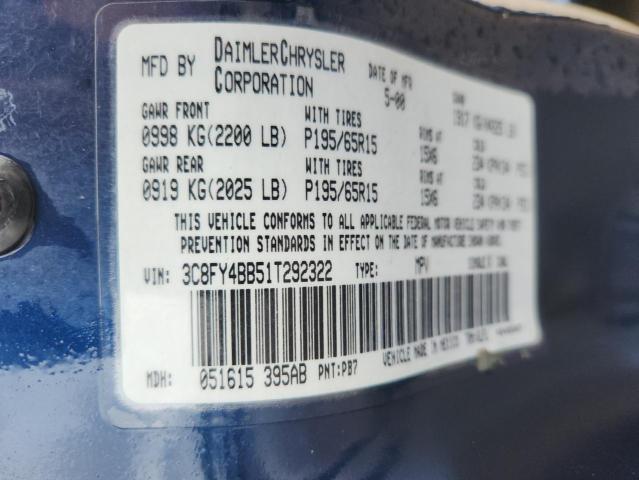 3C8FY4BB51T292322 - 2001 CHRYSLER PT CRUISER BLUE photo 12