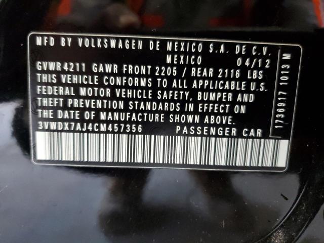 3VWDX7AJ4CM457356 - 2012 VOLKSWAGEN JETTA SE Qara foto 12