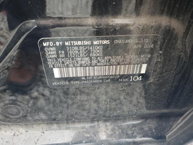 ML32F3FJ6HH004028 - 2017 MITSUBISHI MIRAGE G4 ES BLACK photo 12