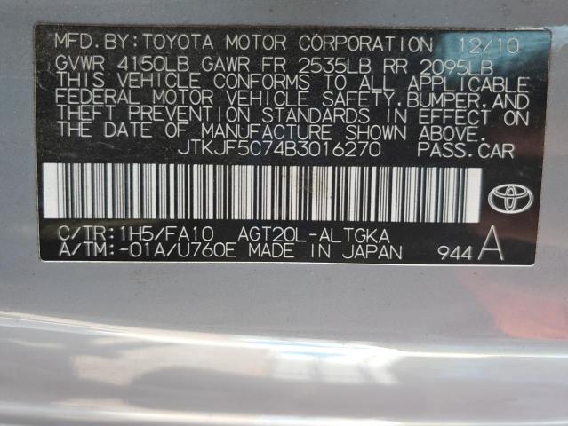 JTKJF5C74B3016270 - 2011 TOYOTA SCION TC SILVER photo 12