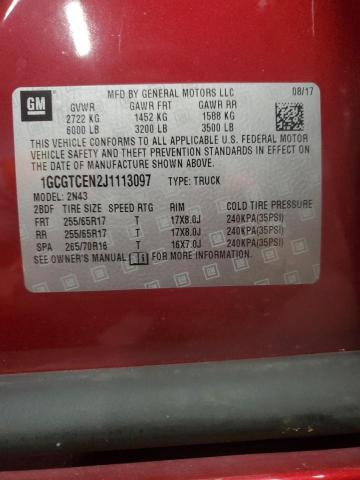 1GCGTCEN2J1113097 - 2018 CHEVROLET COLORADO LT RED photo 12